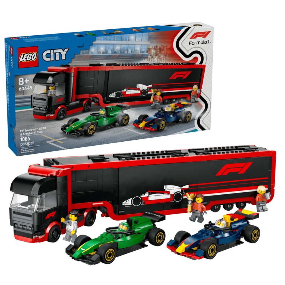 LEGO 60445 F1 卡車和 RB20 & AMR24 F1 汽車