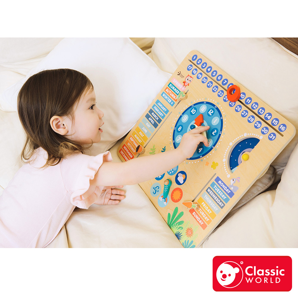 【德國 classic world 客來喜經典木玩】森林時間英文學習拼板《54211》