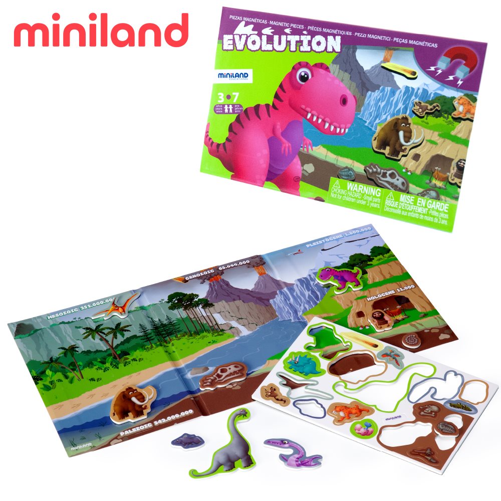 【西班牙 Miniland】益智學習 - ML000126 侏儸紀冒險磁鐵遊戲板