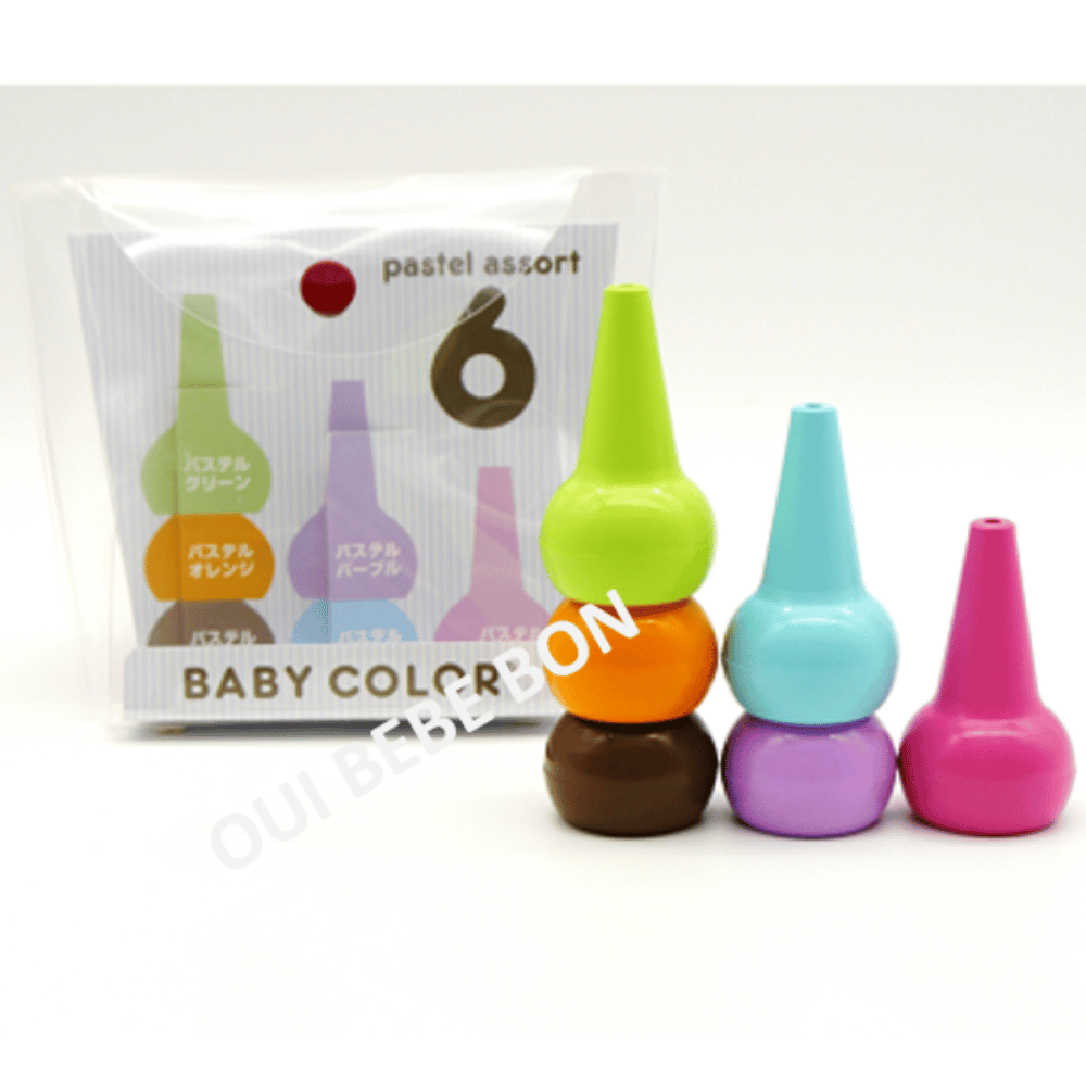 日本 AOZORA Baby Color 兒童安全蠟筆 甜甜冰淇淋 (Pastel) 6色