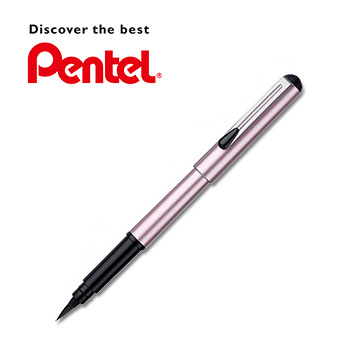 日本 PENTEL 飛龍 珠光系列攜帶型卡式毛筆(粉桿/XGFKPP/1入組)