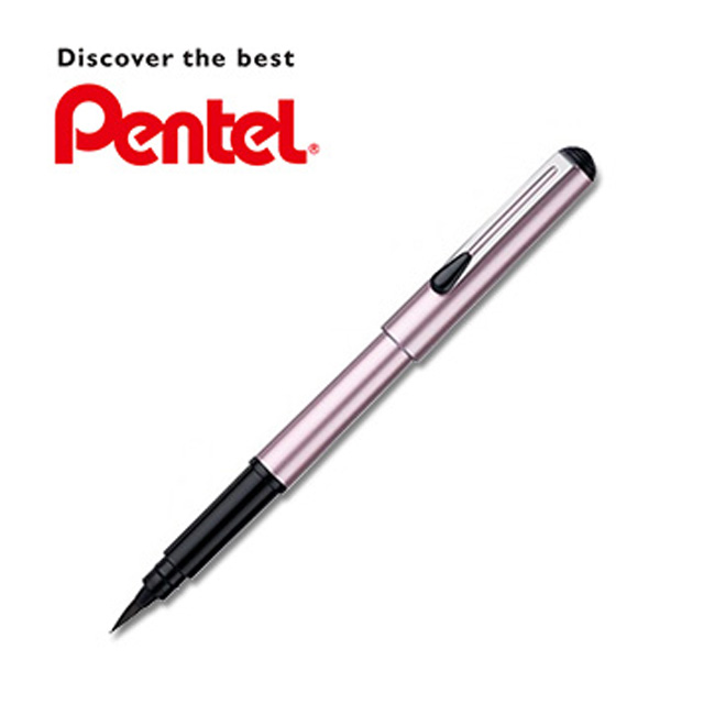 日本 PENTEL 飛龍 珠光系列攜帶型卡式毛筆(粉桿/XGFKPP/1入組)