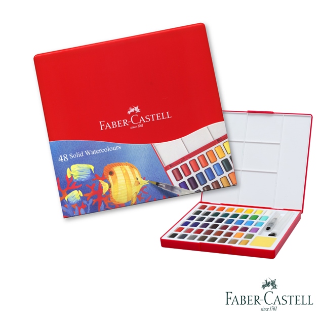 Faber-Castell 紅色系 攜帶型水彩套組48色