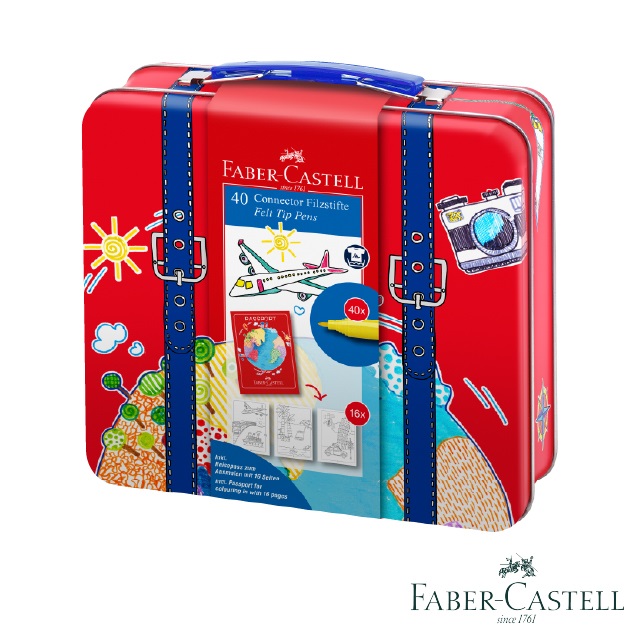 Faber-Castell 紅色系 連結彩色筆40色(旅行箱造型)