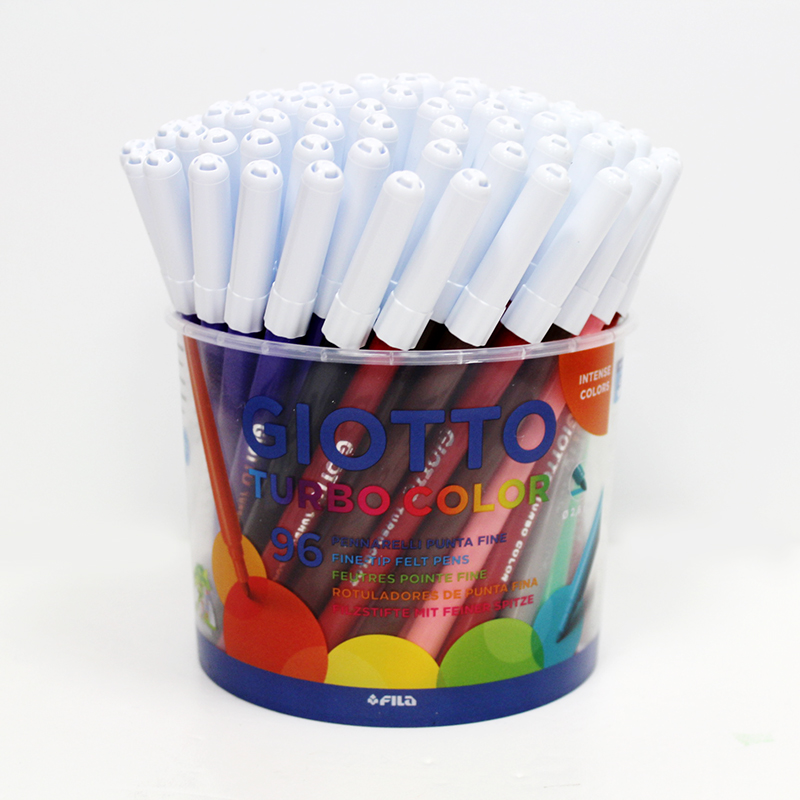 【義大利GIOTTO】可洗式兒童安全彩色筆(細96支)附筆筒