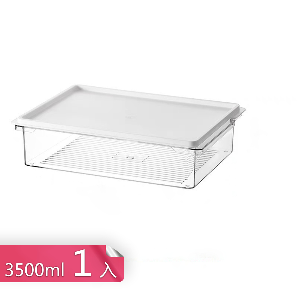 【荷生活】日式可疊加耐低溫冰箱收納盒 透明材質食品密封分裝保鮮盒-3500ml x 1入