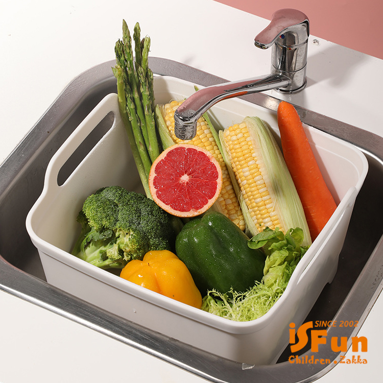 【iSFun】廚房配件＊方型水槽洗菜蔬果瀝水盆