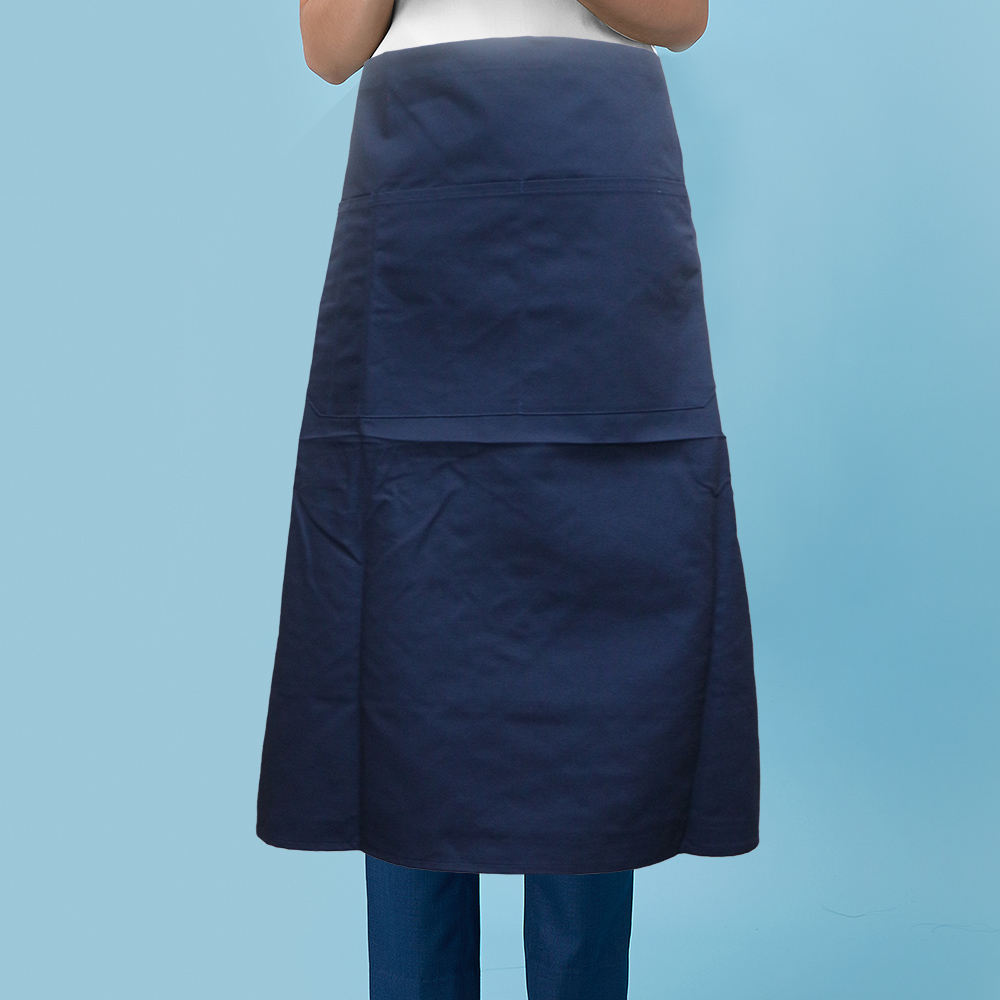 時尚帆布半身圍裙-長版-69*73cm-深藍色