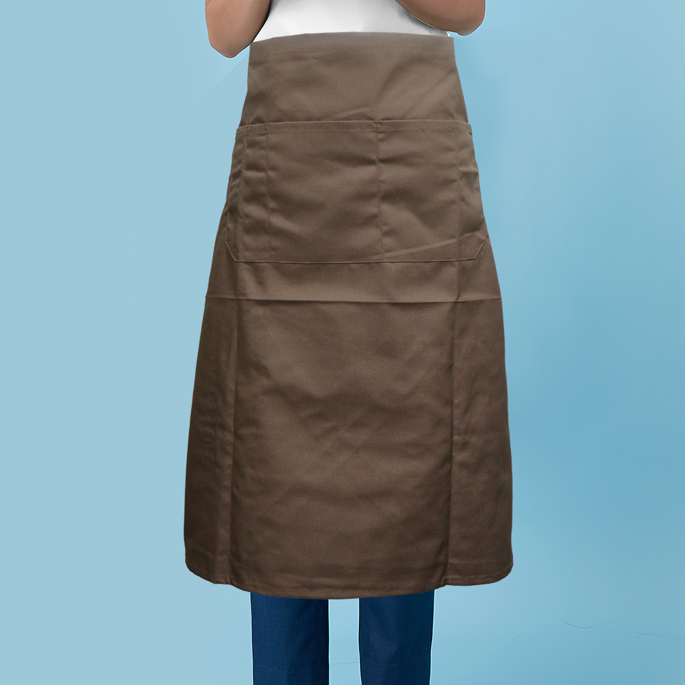 時尚帆布半身圍裙-長版-69*73cm-深咖啡色
