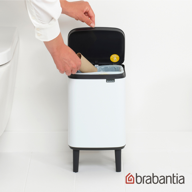 【Brabantia】BO WASTE BIN 掀蓋式高腳-環保垃圾桶4L-純淨白
