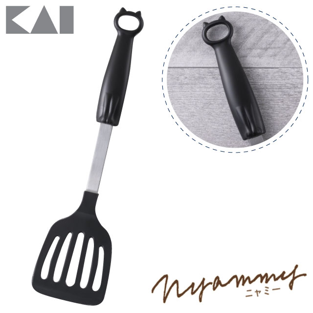 【KAI貝印 】Nyammy 黑貓咪鍋鏟/平鏟．煎匙．烘焙．30.5cm．日本製 DE-6251