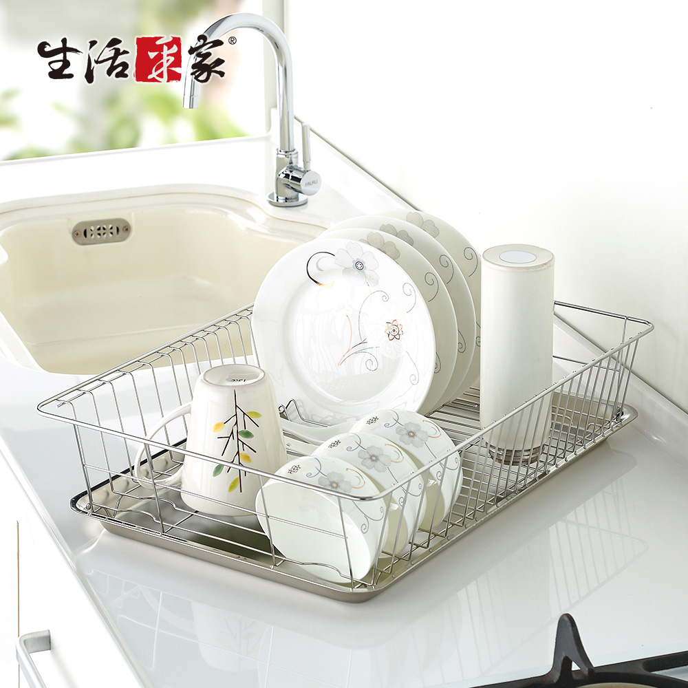 生活采家台灣製304不鏽鋼廚房加大款碗盤陳列瀝水架