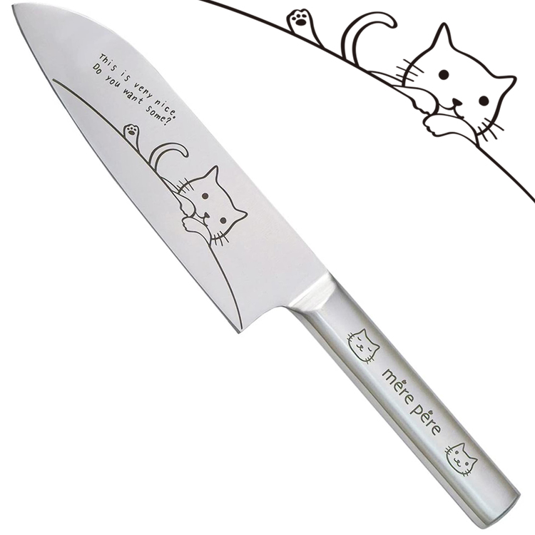 日本東亞金屬TOA三德包丁mere pere貓咪輕型三德菜刀770-315(輕量型;一體成型;鉻鉬合金鋼不銹鋼刃)