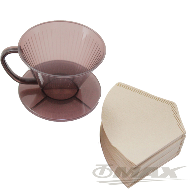 omax日製耐熱咖啡濾杯1入+無漂白咖啡濾紙160入(2包)