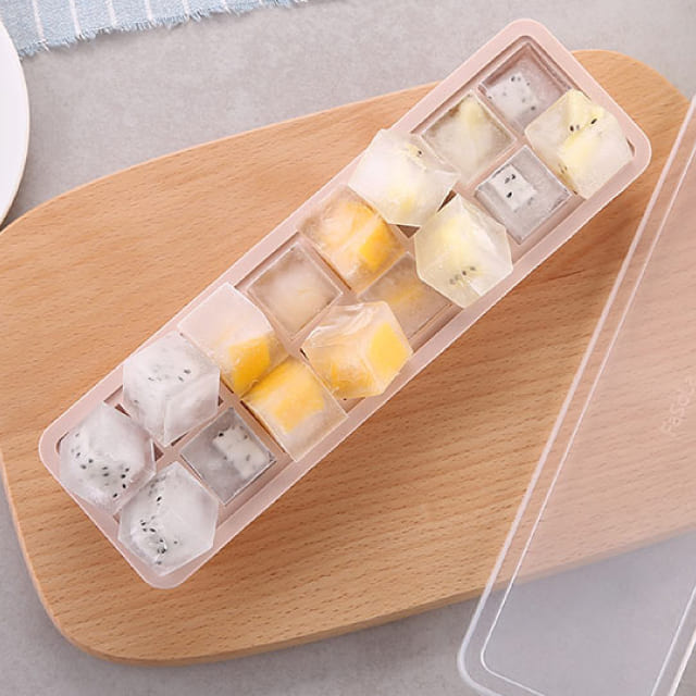 【FaSoLa】食品用矽膠製冰盒 -藕粉色-方形(20格)