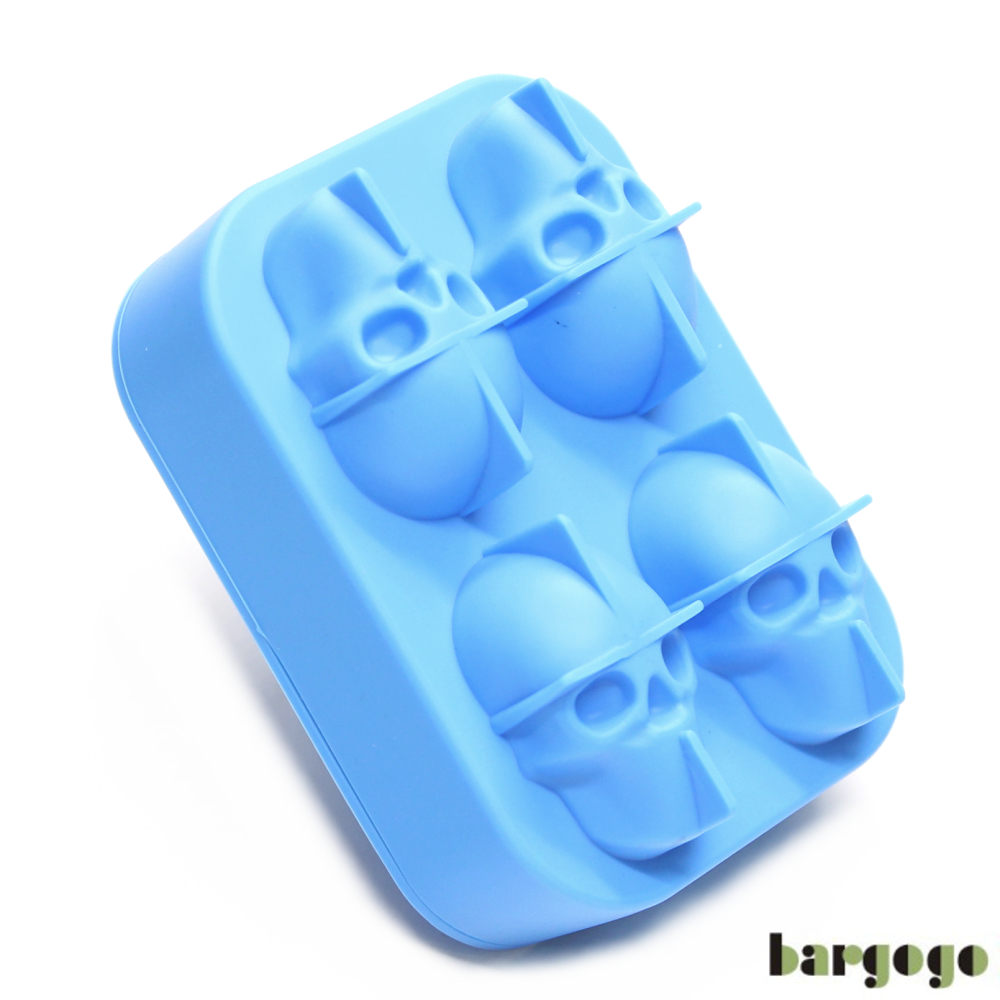 Bargogo 4格骷髏頭造型矽膠製冰盒