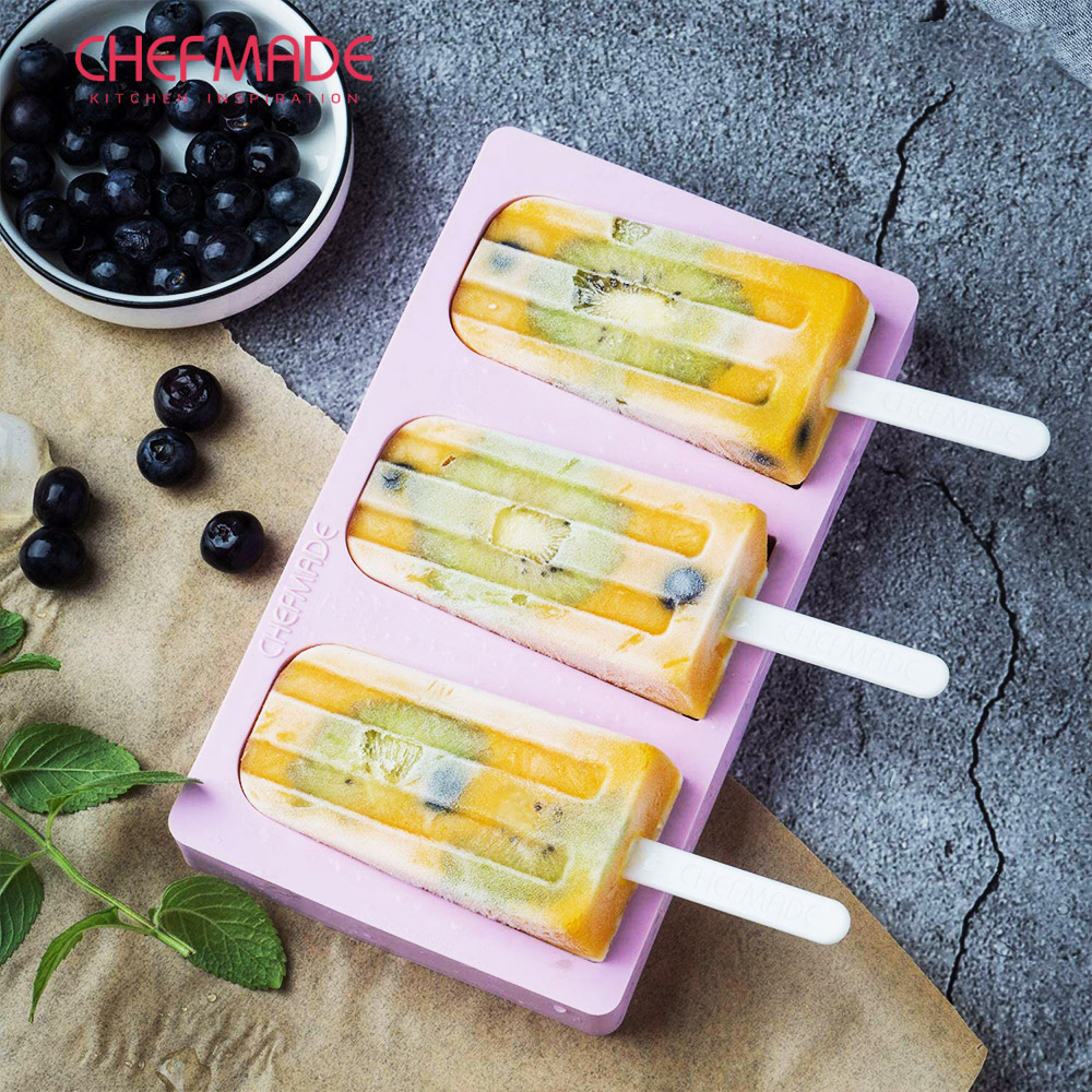 【美國Chefmade】食品級矽膠 夏日冰棒 三連製冰盒(CM036)