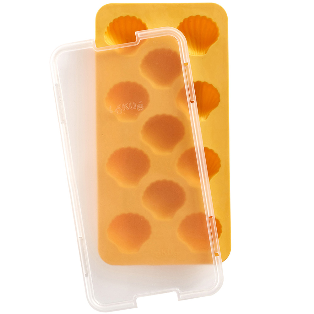LEKUE 11格附蓋貝殼製冰盒(杏黃)