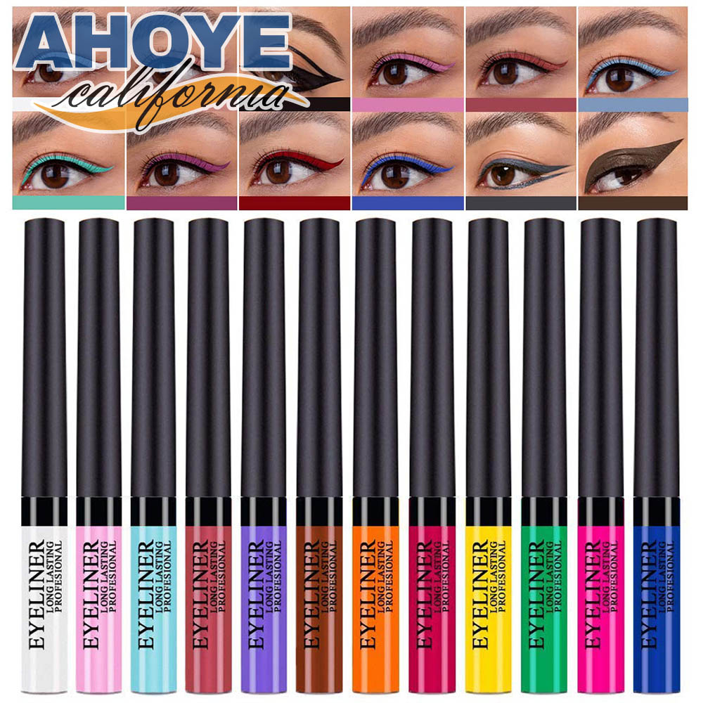 【Ahoye】12色防水持久眼線液套裝 眼線筆
