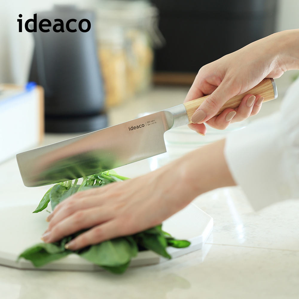 【日本ideaco】木質風握柄鉬釩鋼切菜刀(165mm)-多色可選