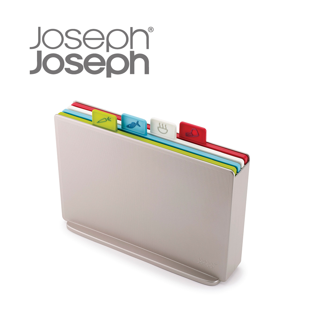 Joseph Joseph 檔案夾止滑砧板組-雙面附凹槽(大銀)