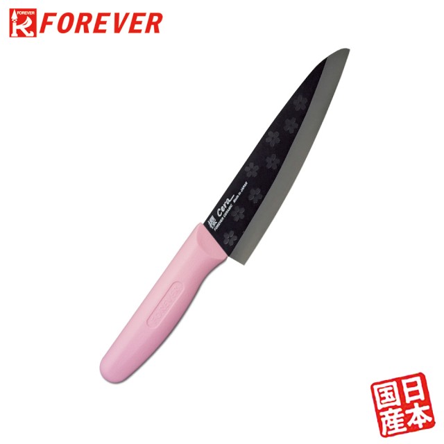 【FOREVER】日本製造鋒愛華2018櫻花限定款陶瓷刀16CM(黑刃粉柄)