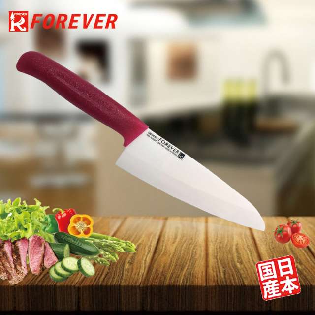 【FOREVER】日本製造鋒愛華高精密標準系列陶瓷刀18CM(白刃紅柄)