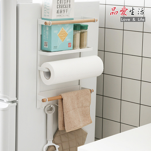 【品愛生活】生活美學磁吸冰箱置物餐巾收納架
