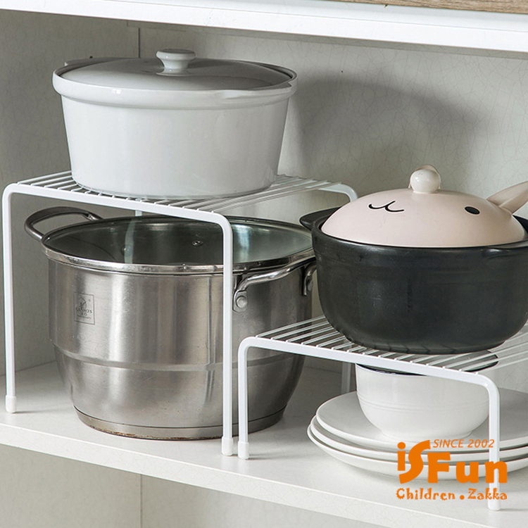 【iSFun】廚房收納＊鐵製碗盤水槽櫥下置物架/大號白