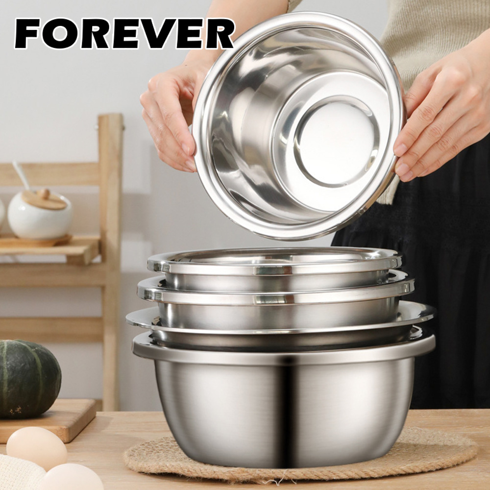 【日本FOREVER】201不鏽鋼料理用具調理盆/過篩/洗米器5件組