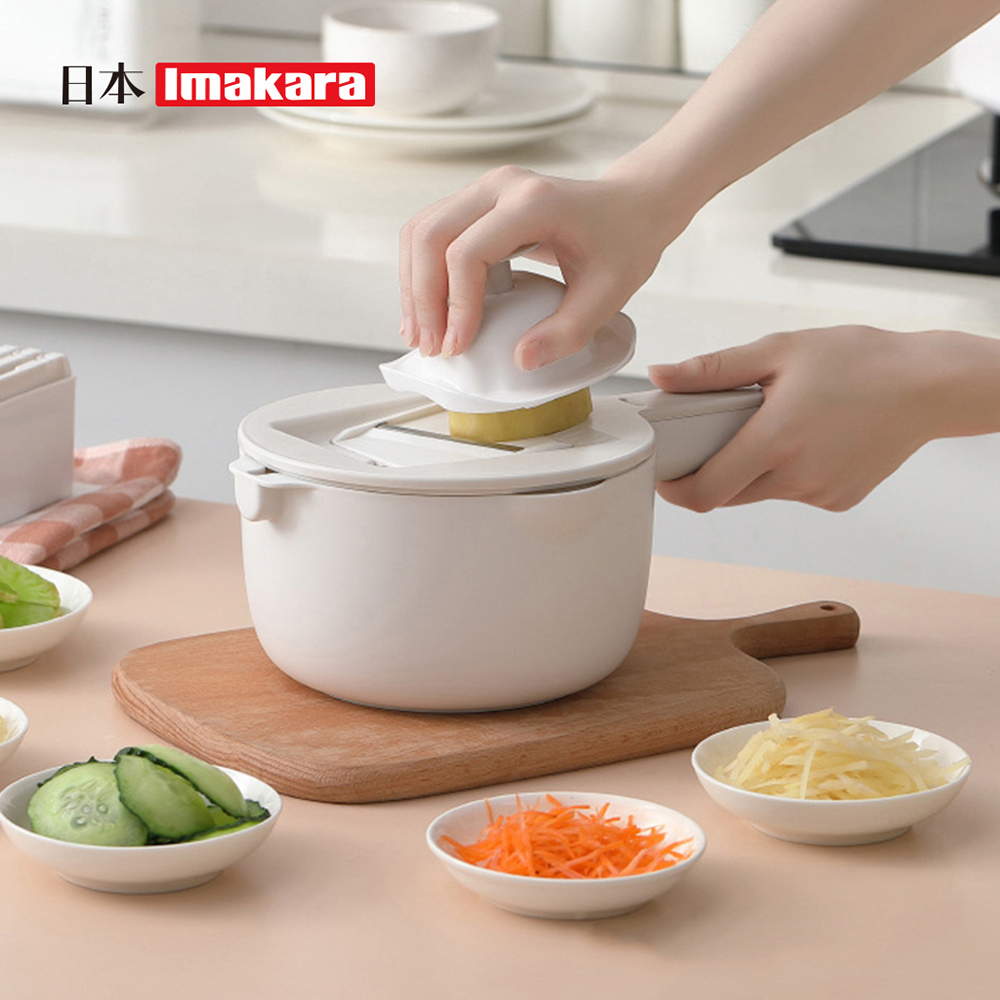 【日本Imakara】多功能刨絲瀝水切菜器(附把手)