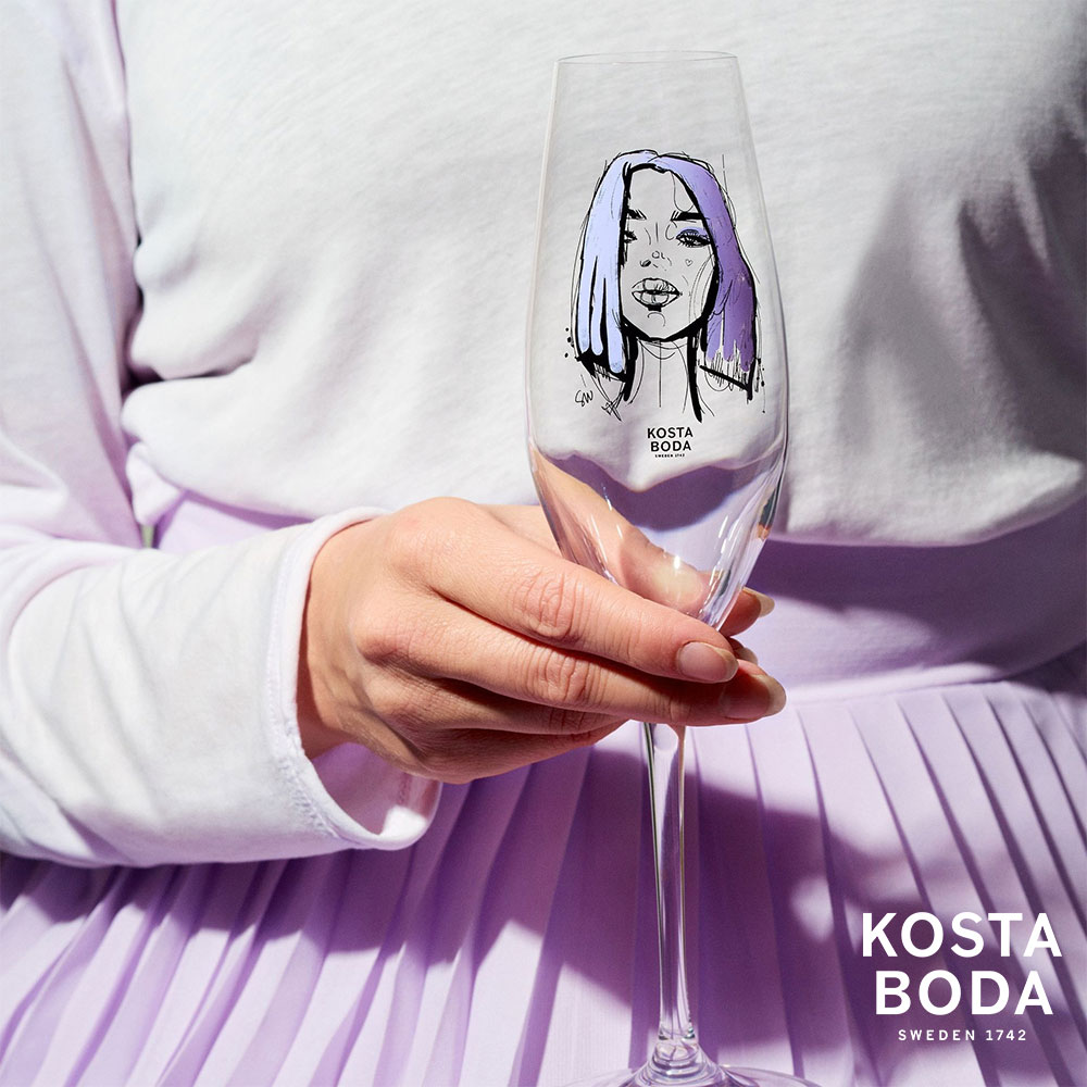 【瑞典Kosta Boda】都會女伶香檳杯(時尚紫)2入-ALL ABOUT YOU