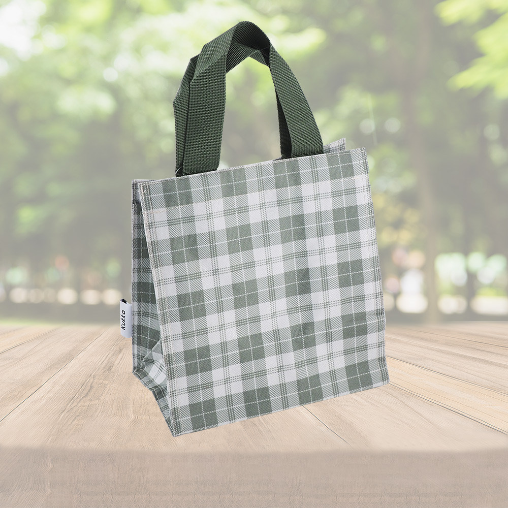 日本進口保溫保冷購物袋-綠色格紋