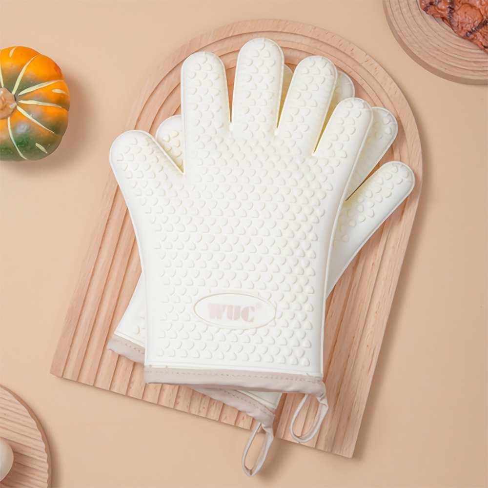 WUC 升級耐高溫五指隔熱手套 2入 高質感食品級矽膠 安全防燙耐熱 防水止滑 廚房微波爐烤箱烘焙