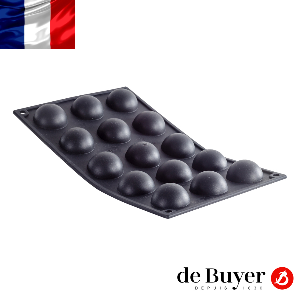 法國【de Buyer】畢耶烘焙『黑軟矽膠模系列』15格半圓形烤模