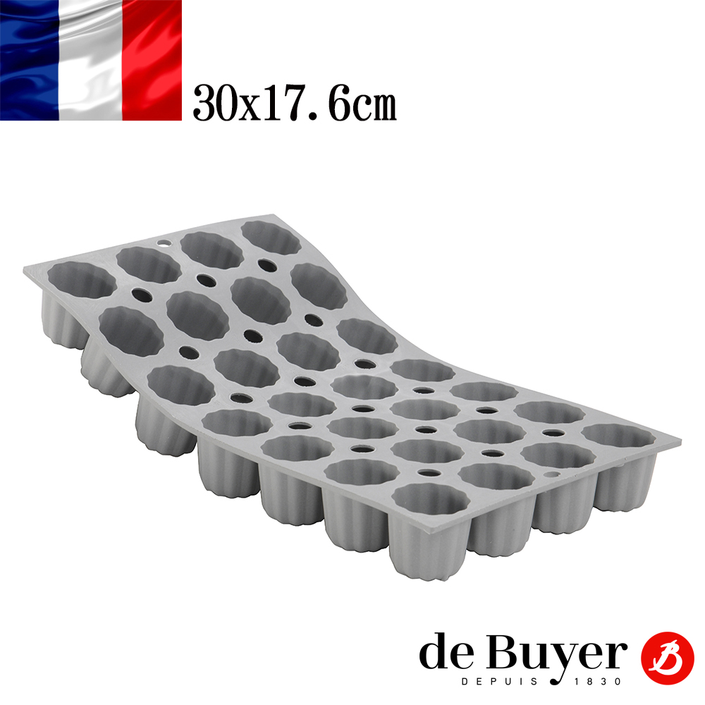 法國【de Buyer】畢耶烘焙『全球專利矽金烤模系列』28入迷你法式可麗露烤模