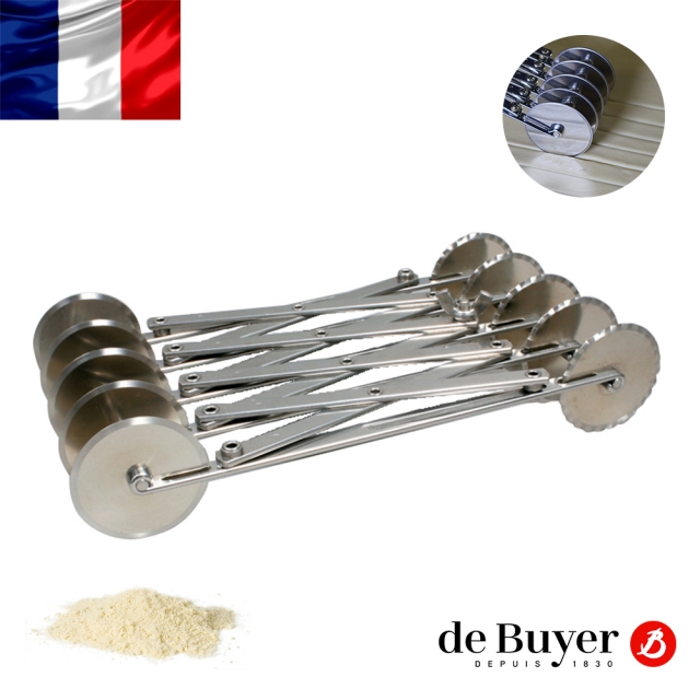 法國【de Buyer】畢耶烘焙 可調式5輪雙頭不銹鋼輪刀