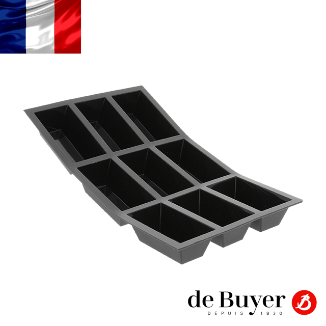 法國【de Buyer】畢耶烘焙『黑軟矽膠模系列』9格長方形蛋糕烤模