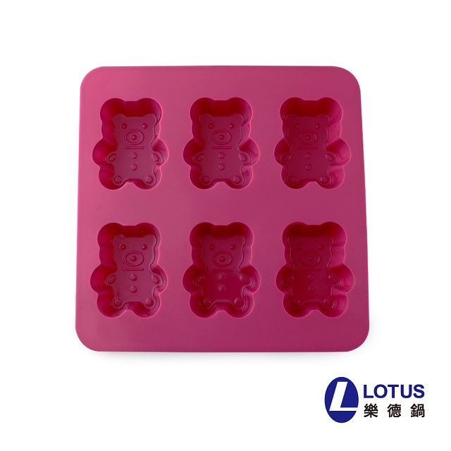【LOTUS】小熊造型6入軟烤模-莓果紅