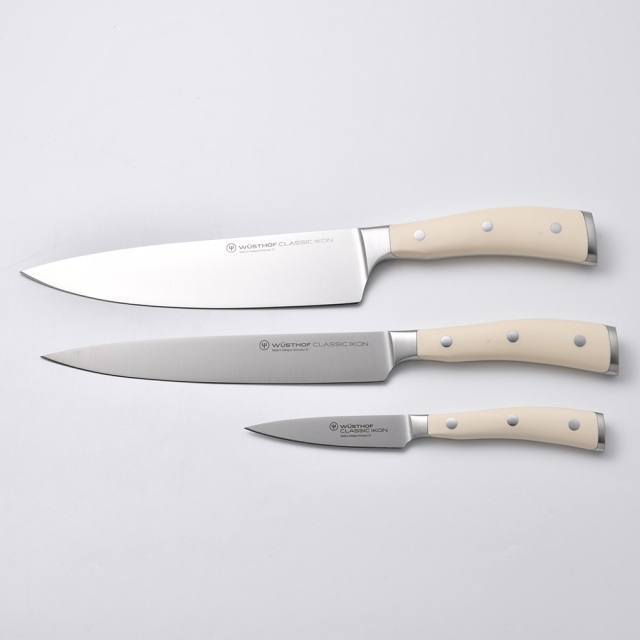 Wusthof 三叉牌 Classic Ikon W 主廚刀雕刻刀削皮刀 三件組 新版