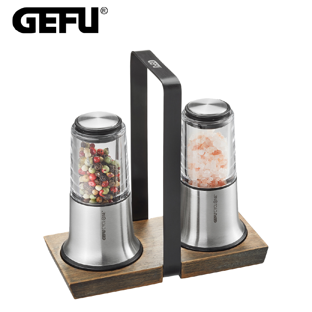 【GEFU】德國品牌不鏽鋼胡椒/晶鹽研磨罐組