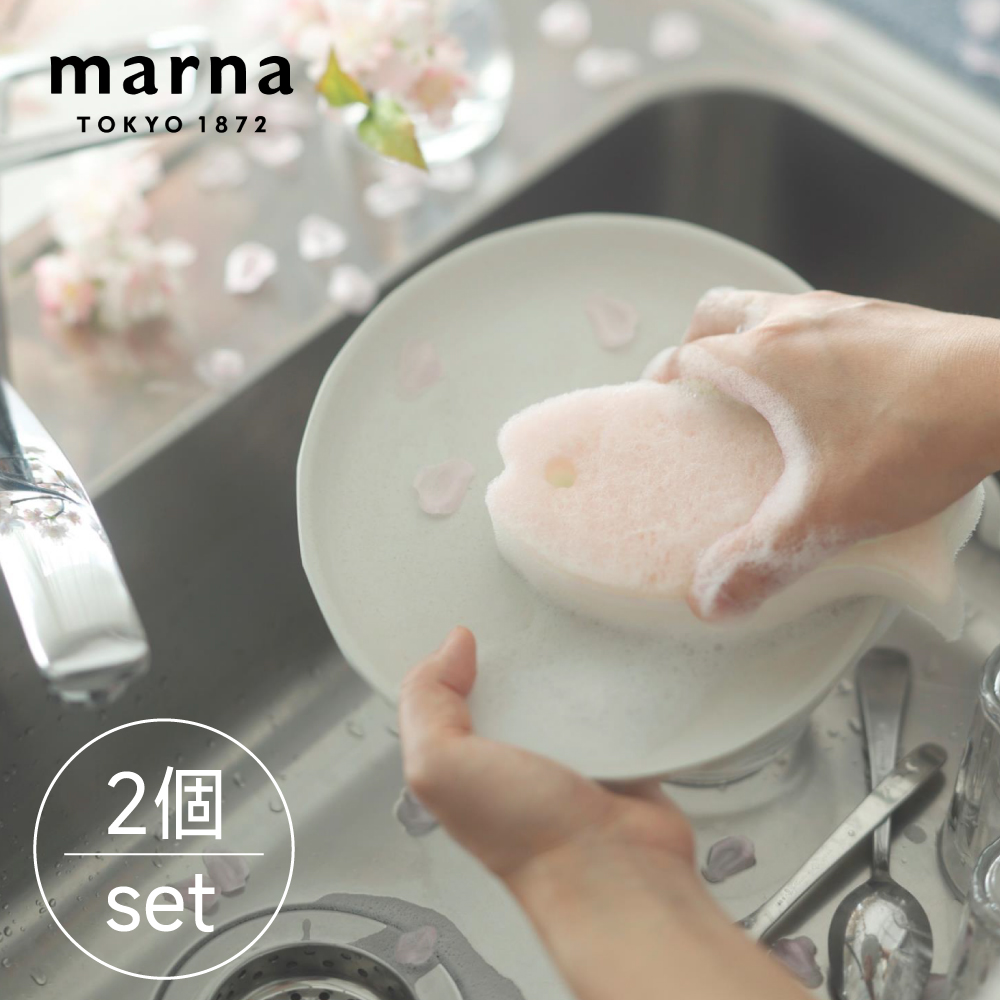 【MARNA】日本進口小魚造型菜瓜布(櫻花限定色)一組2入