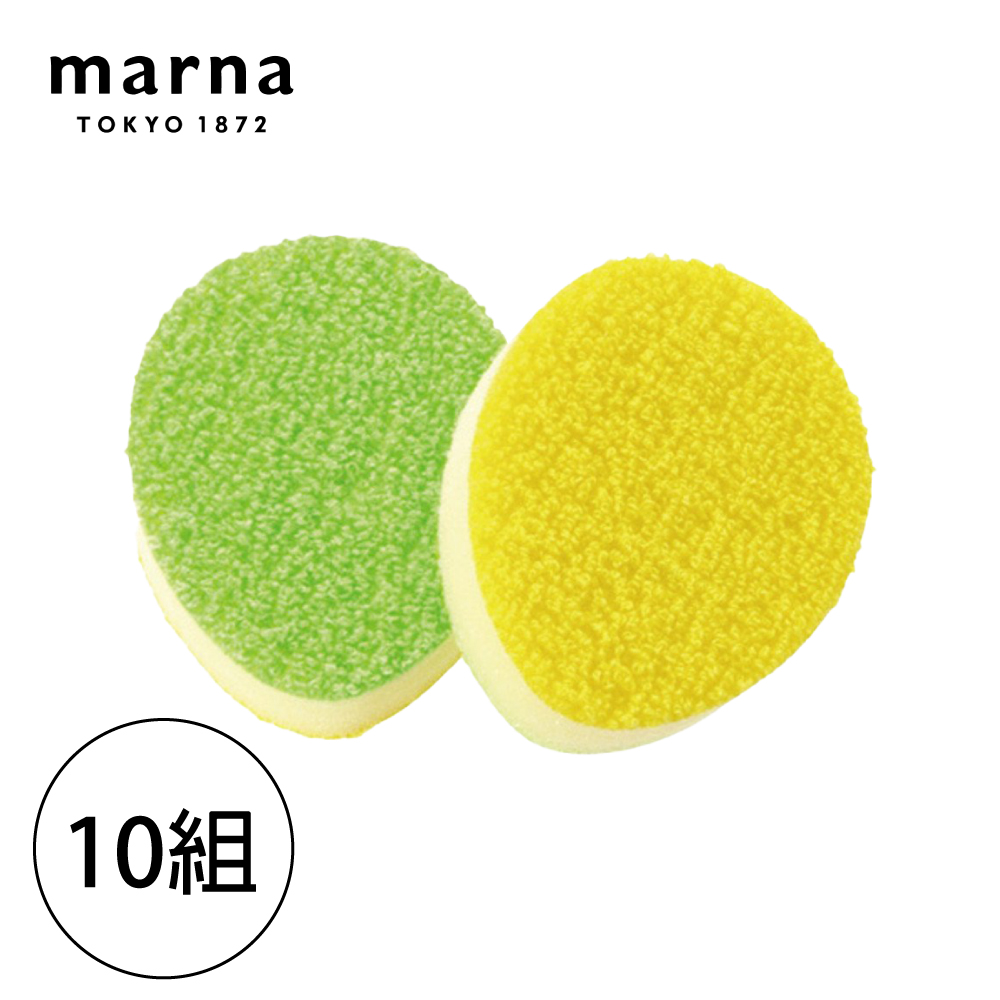 【MARNA】 日本進口雙面兩用去茶垢專用海綿菜瓜布-10入組