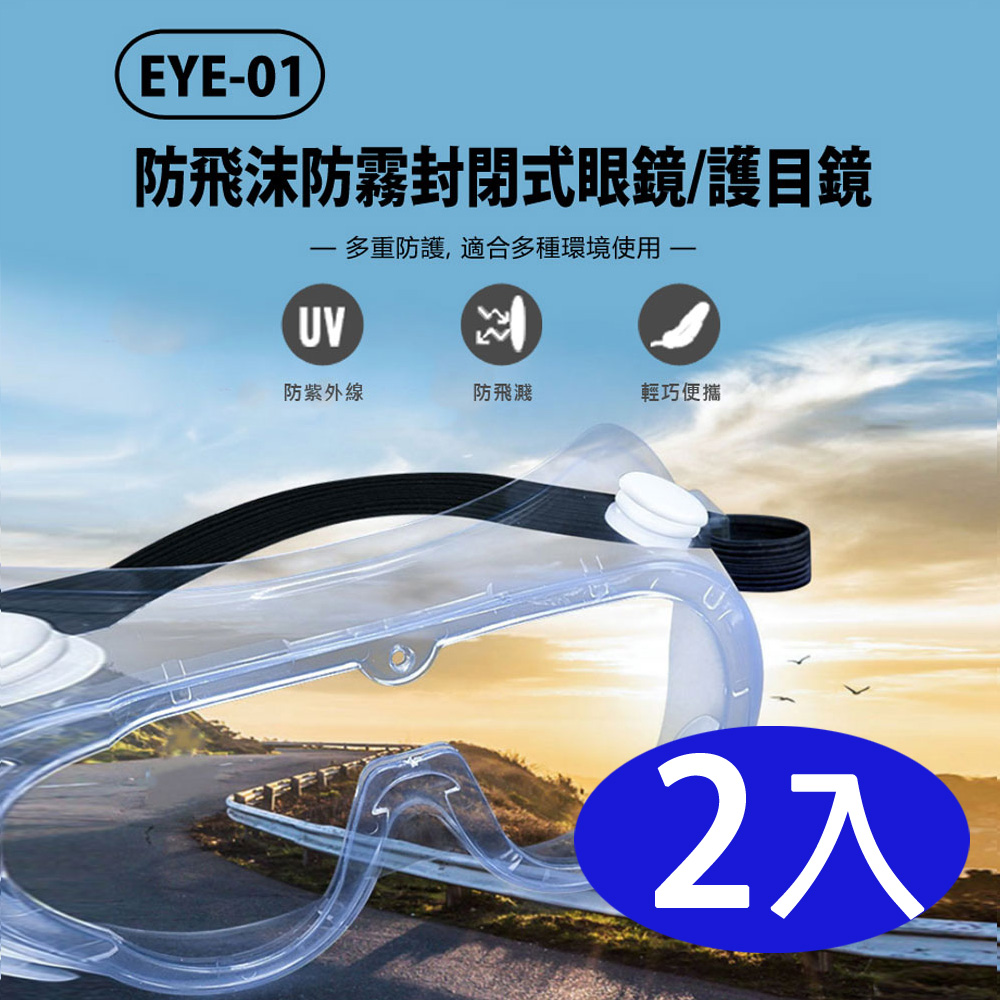EYE-01 防飛沫防霧眼鏡/護目鏡 2入