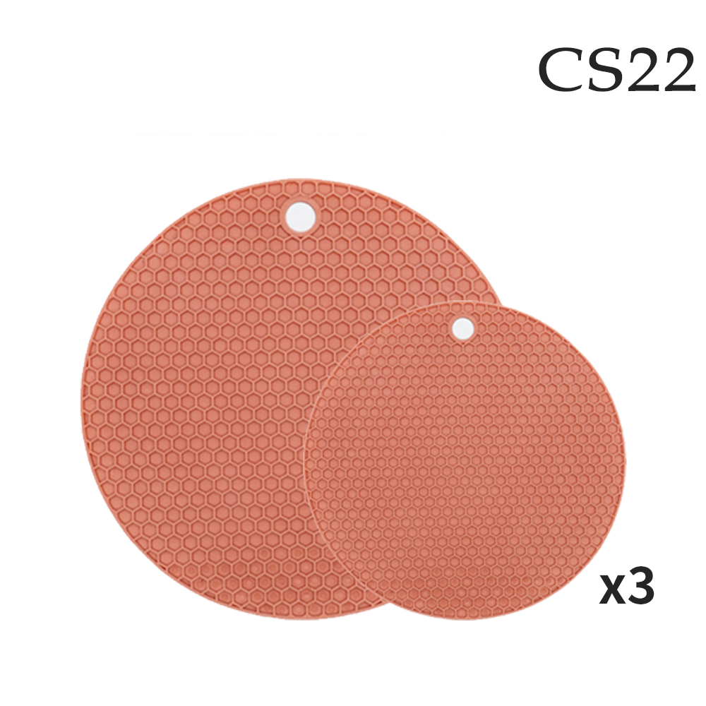 【CS22】橡膠防滑防燙蜂窩隔熱墊(大*3+小*3/入)