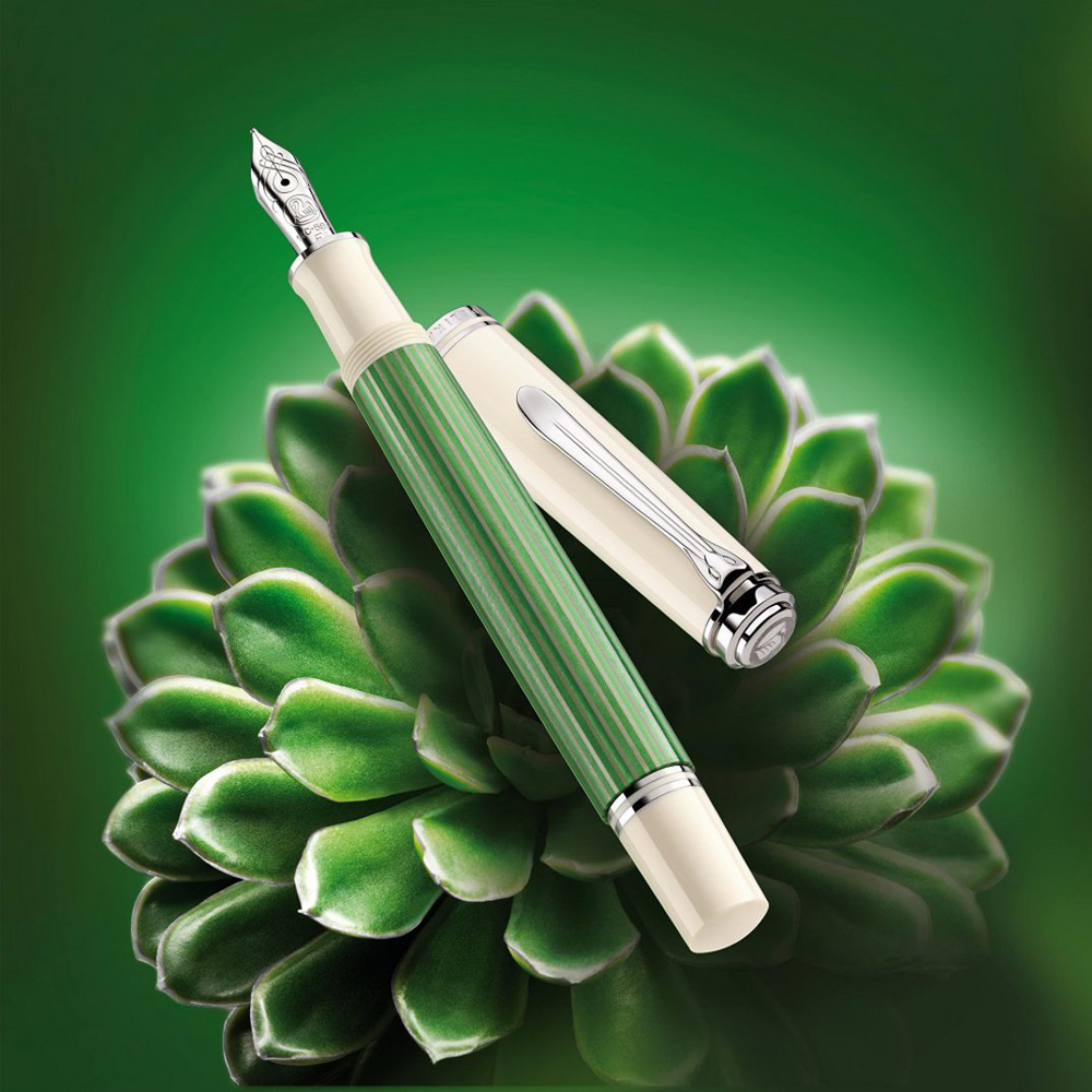 百利金M605限量綠白條紋鋼筆