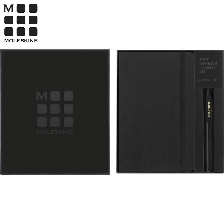 MOLESKINE KAWECO鋼珠筆+L型橫線筆記本禮盒- 黑