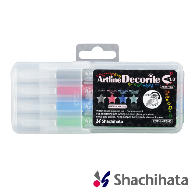 SHACHIHATA 攜帶式 螢光水板筆4色(果漾)