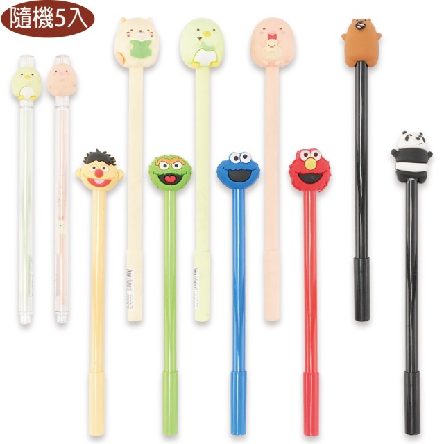 角落生物熊熊遇見你芝麻街造型原子筆隨機5入 217520-8【小品館】