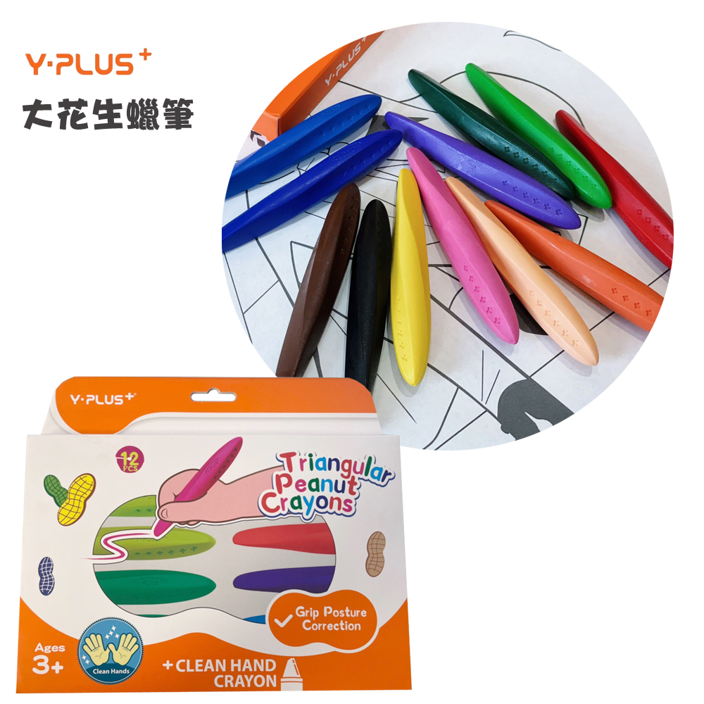 英國YPLUS兒童三角花生蠟筆12色